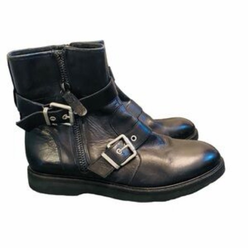 luxury rebel Black Leather Clearly Biker Ankle Boots